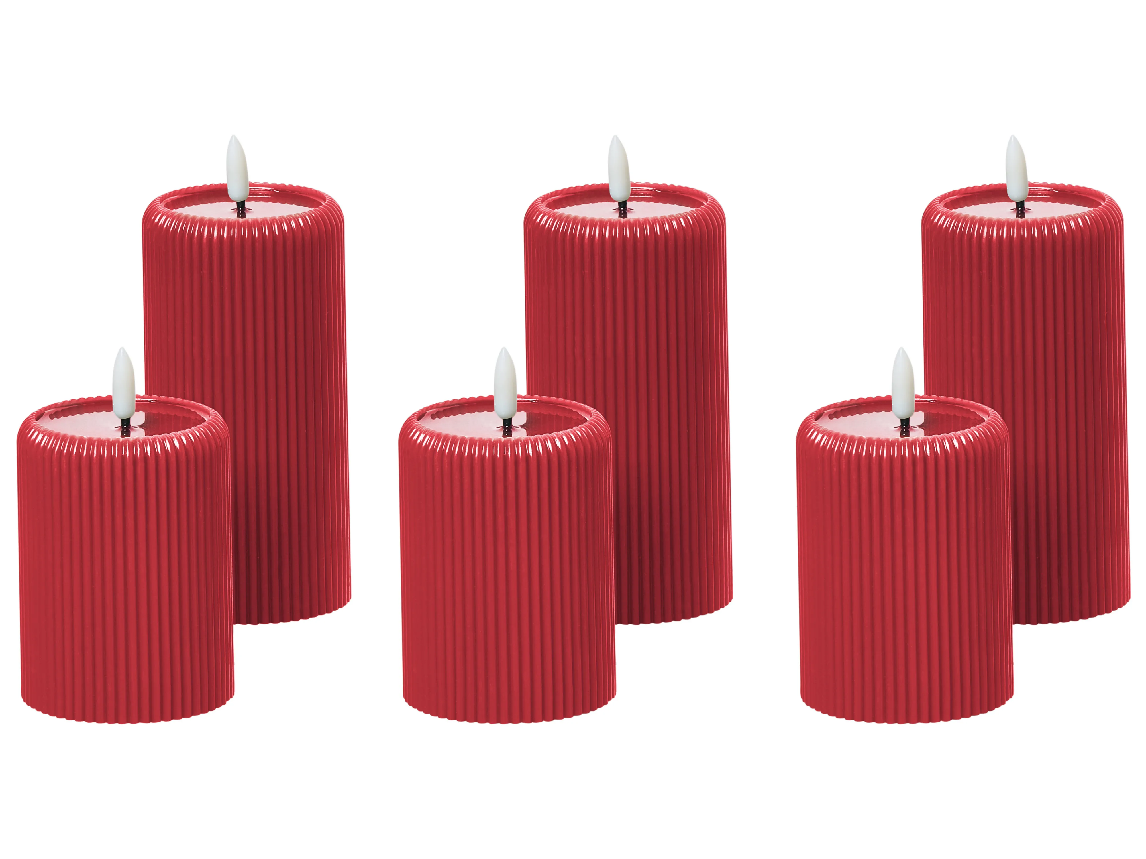 Set van 6 LED kaarsen NOISETTE 10/16 cm Rood
