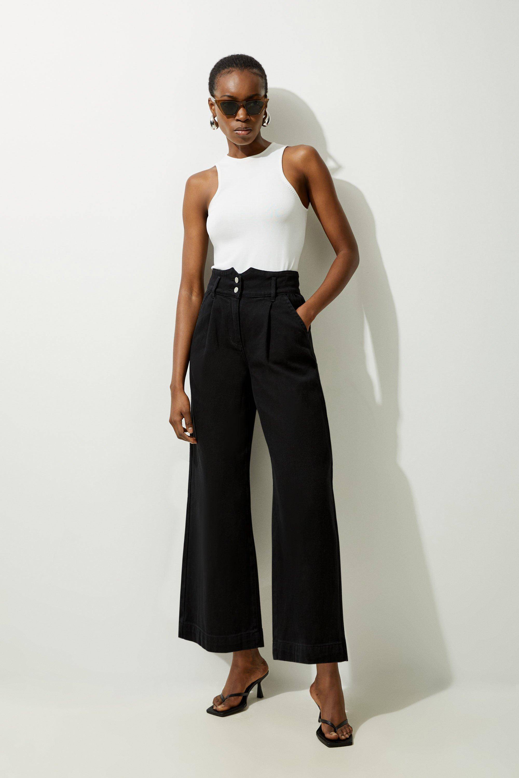 KarenMillen Petite Denim Wide Leg Trousers