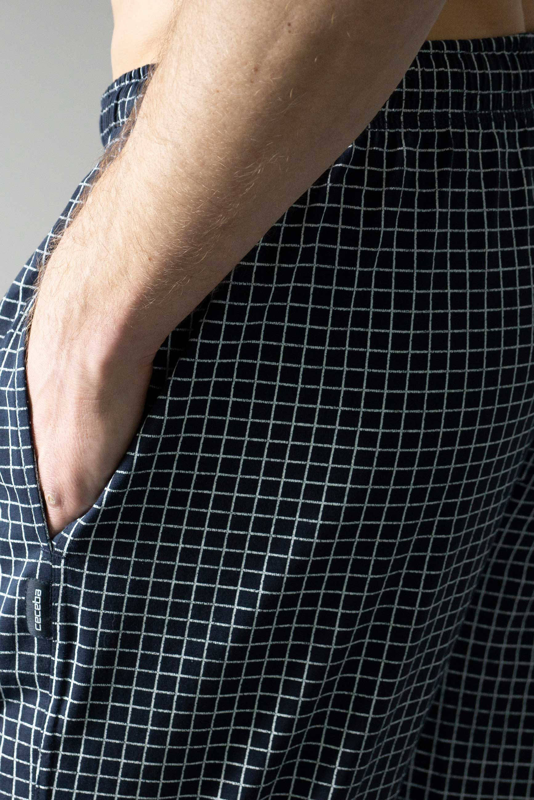 Ceceba +size geruite pyjamabroek donkerblauw