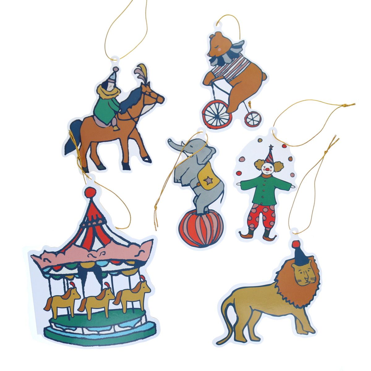 Lot de 6 étiquettes cadeaux cirque Surprise Partie !