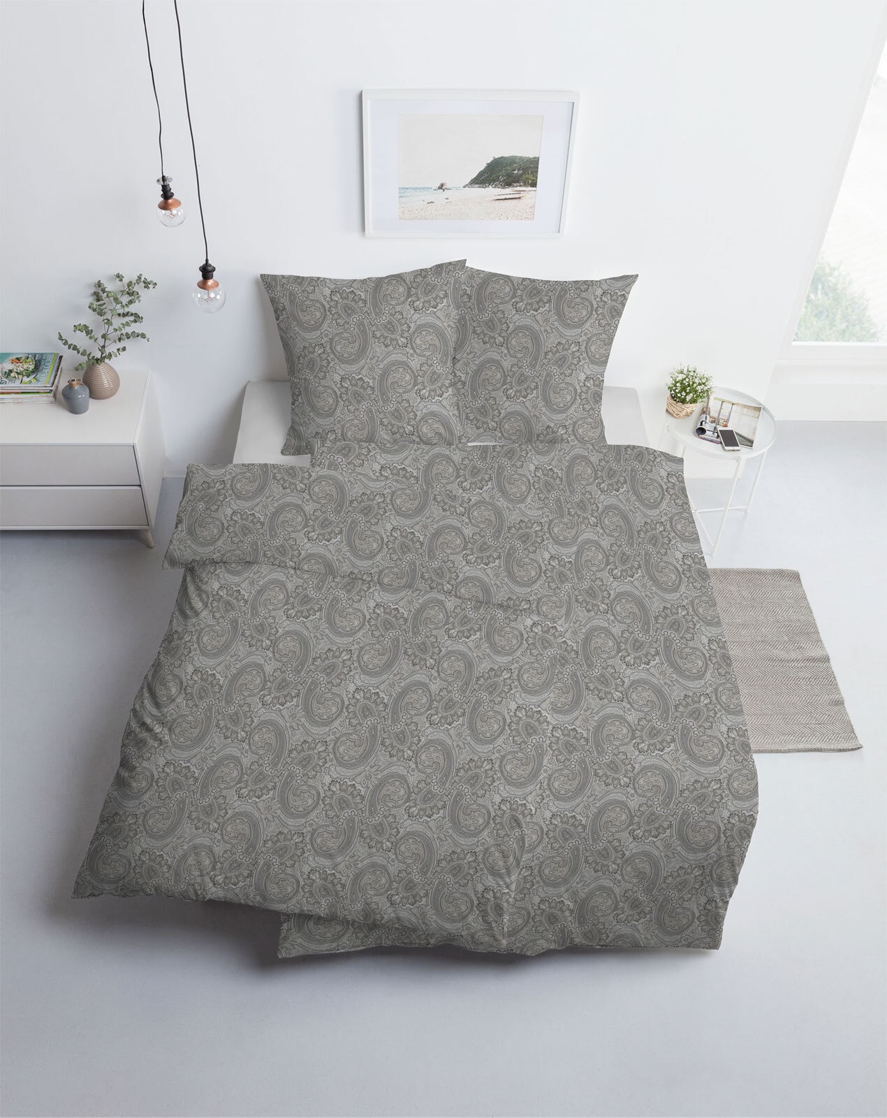 ESTELLA Jersey-Bettwäsche PAISLEY 135 x 200 cm silberfarbig