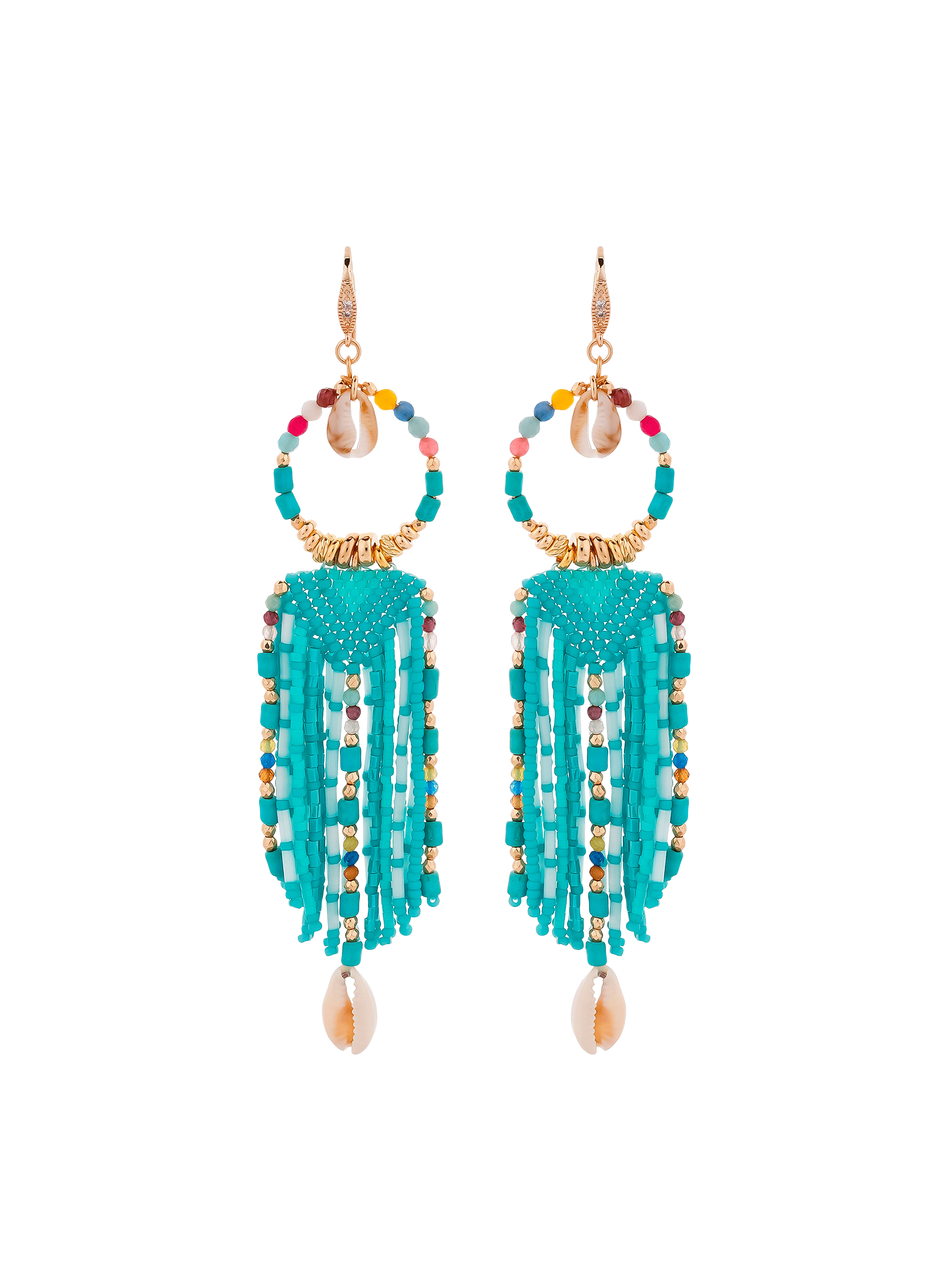 KOUKARACHA - Boucles d'oreilles pendantes pour oreilles percées en perles | Bleu