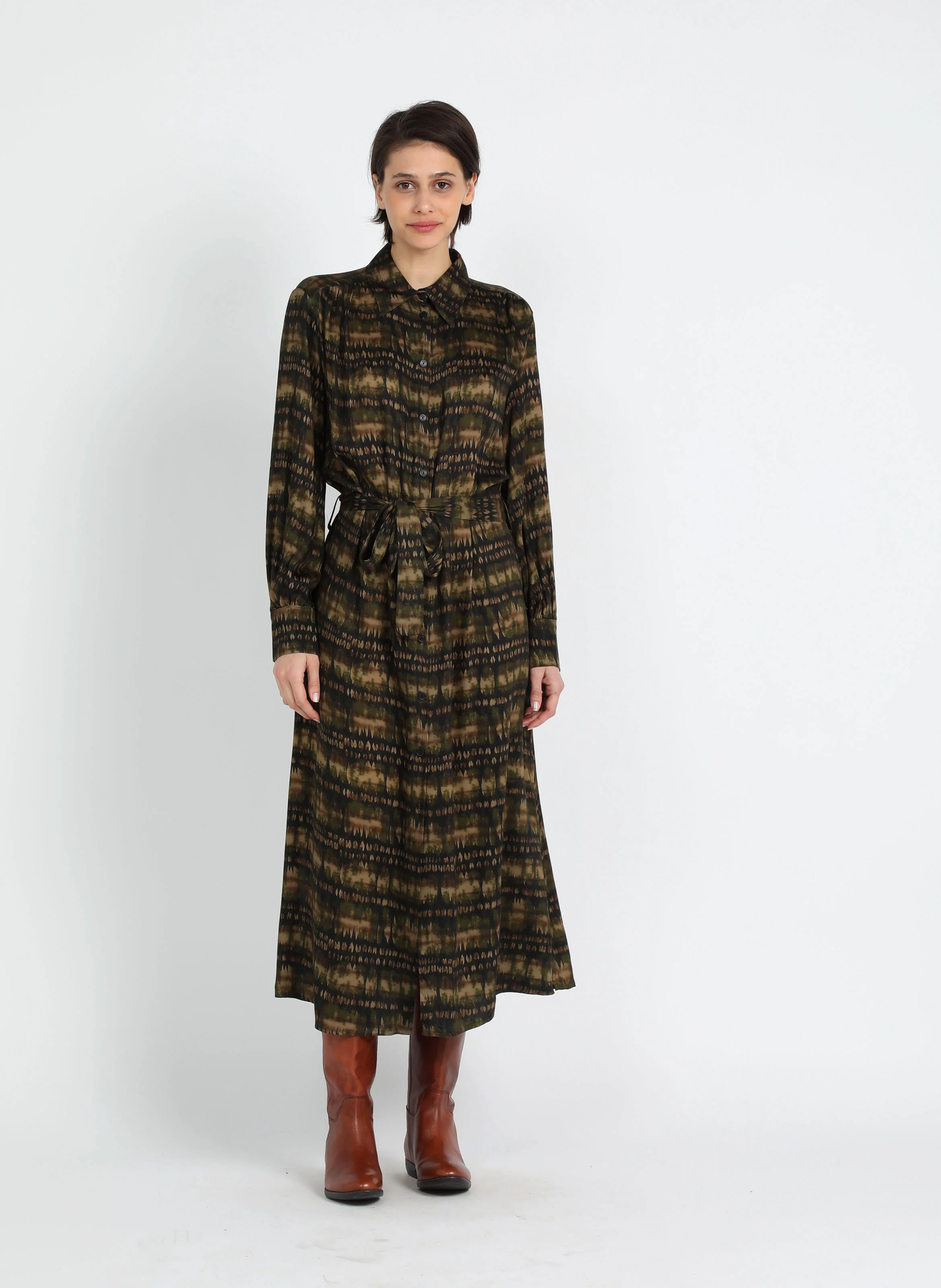 Robe longue avec imprimé| Noir