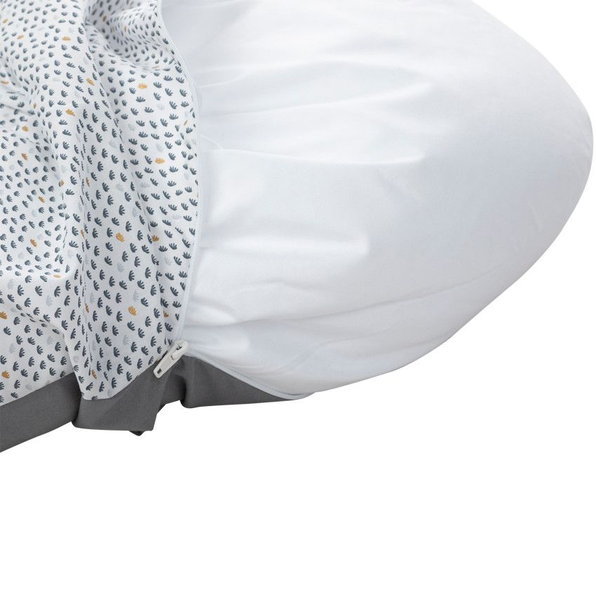 Coussin d'allaitement avec housse motif nuages 160cm - Ecru