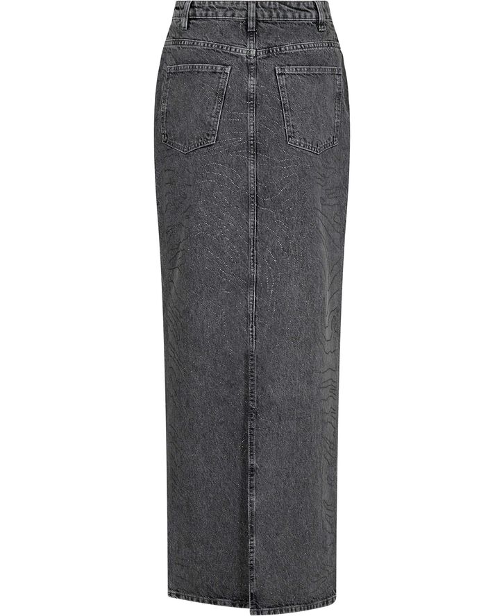 ROTATE Birger Christensen RHINESTONE DENIM SKIRT Grey denim