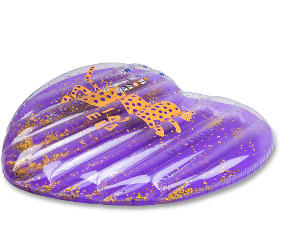 Swim Essentials Swim Essentials  Luchtbed paars hart Leopard