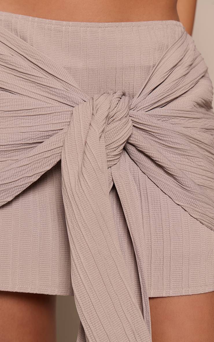 Champignon Jupe-short Portefeuille Nouée En Tissu Texturé
