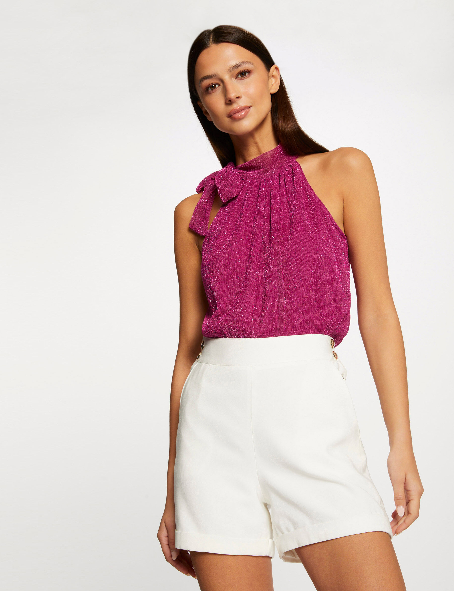 Débardeur encolure américaine avec noeud rose femme - rose