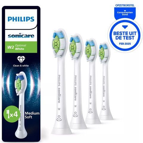 Philips - Sonicare Optimal White - Tandenborstelkoppen - 4 Stuks - Medium Zacht - Biobased Plastic