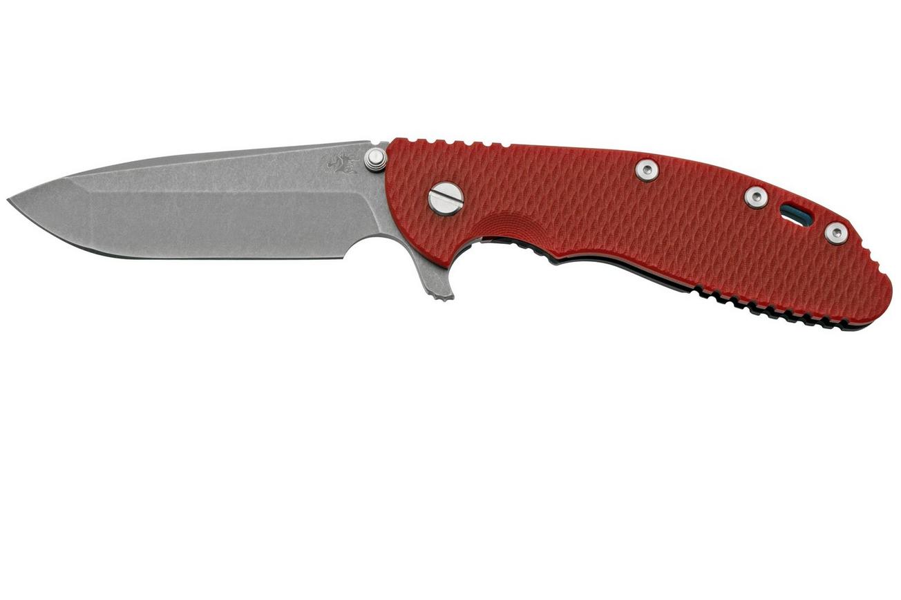 Rick Hinderer XM-24 4.0, S45VN, Spanto Battle Blue, Red G10, zakmes