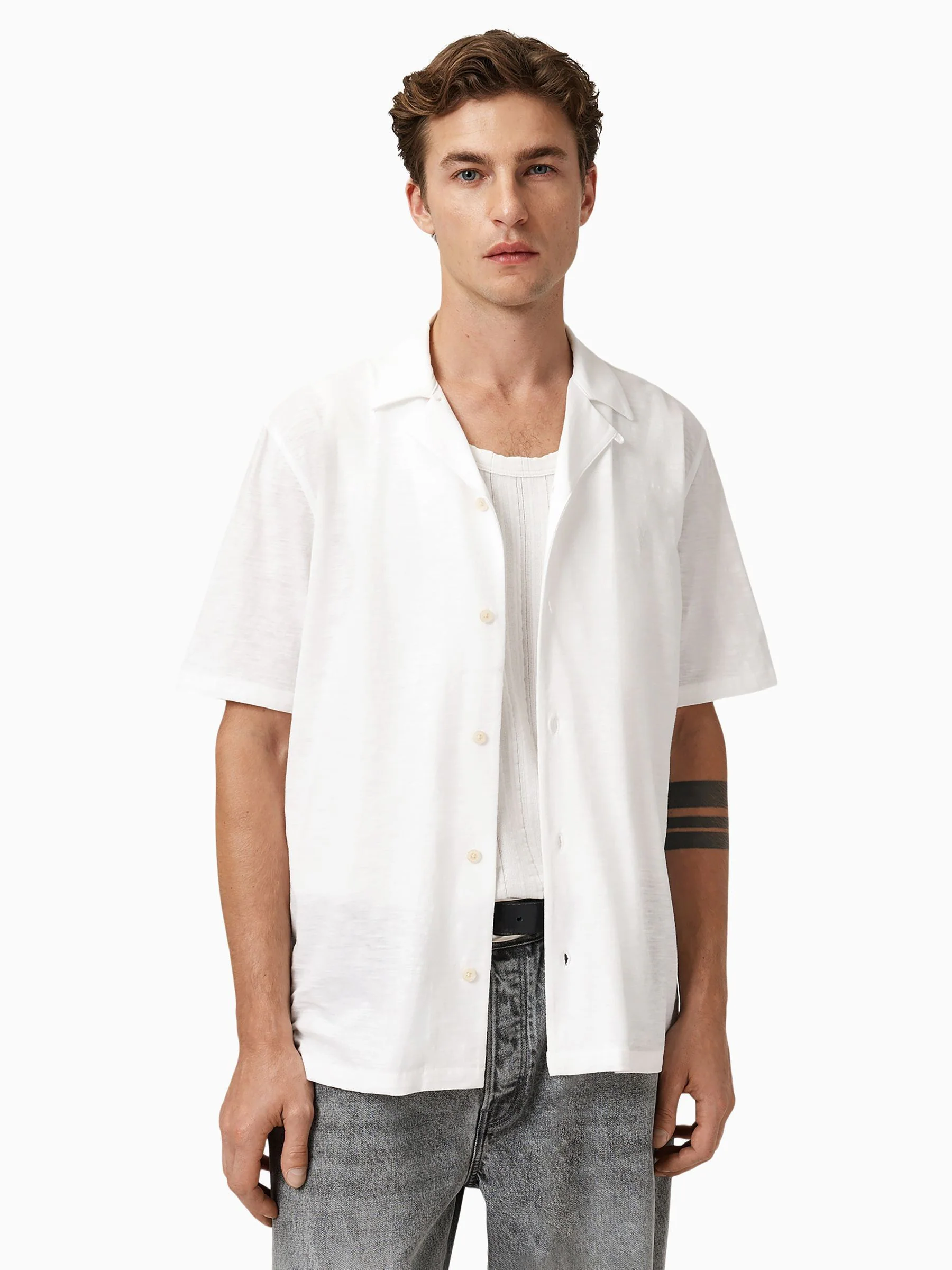 Wit - AllSaints Robson Short Sleeve Shirt