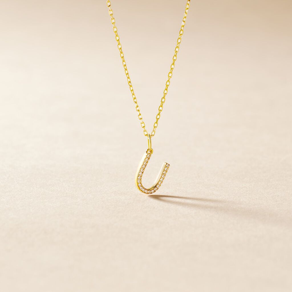 Pendentif Lettre U Or Jaune Oxyde