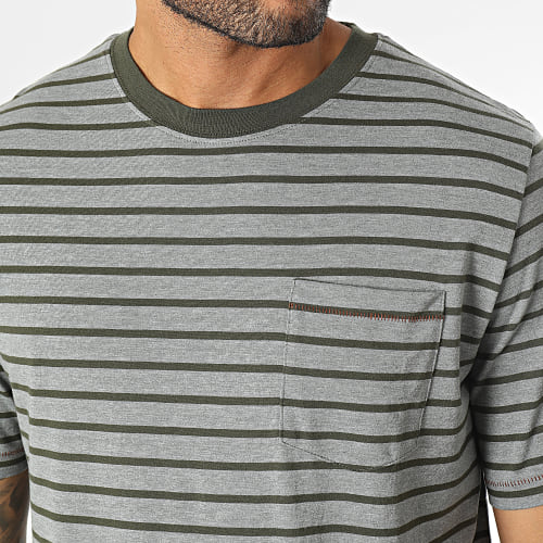 Tee Shirt Poche A Rayures GMS Nash Gris Chiné