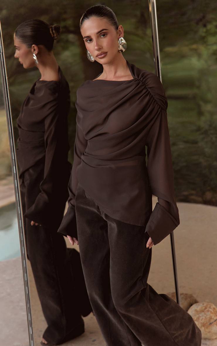 Dark Chocolate Pantalon Droit En Synthétique