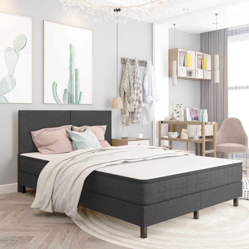 vidaXL Boxspring Bettgestell Bettrahmen Boxspringbett Schlafzimmermöbel Schlafzimmerbett Polsterbett Doppelbett Bett Grau Stoff 180x200cm