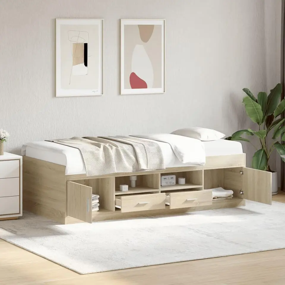 vidaXL - Bed met lades - Bruin - Hout - 90 x 200 cm - Zonder matras