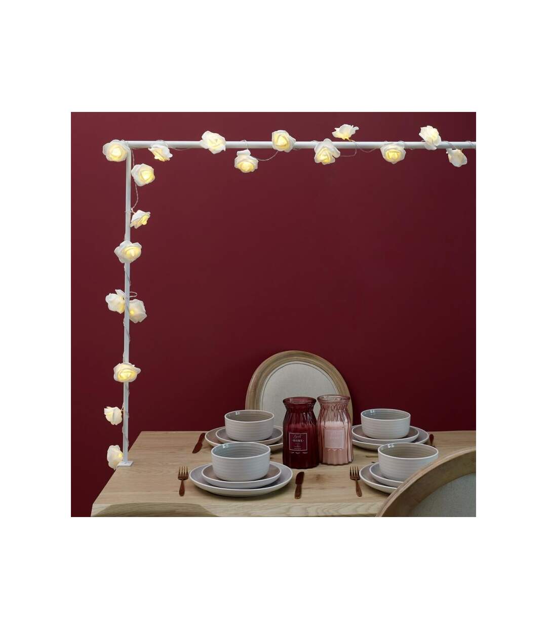 Paris Prix - Guirlande Lumineuse 10 Led rose 180cm Blanc