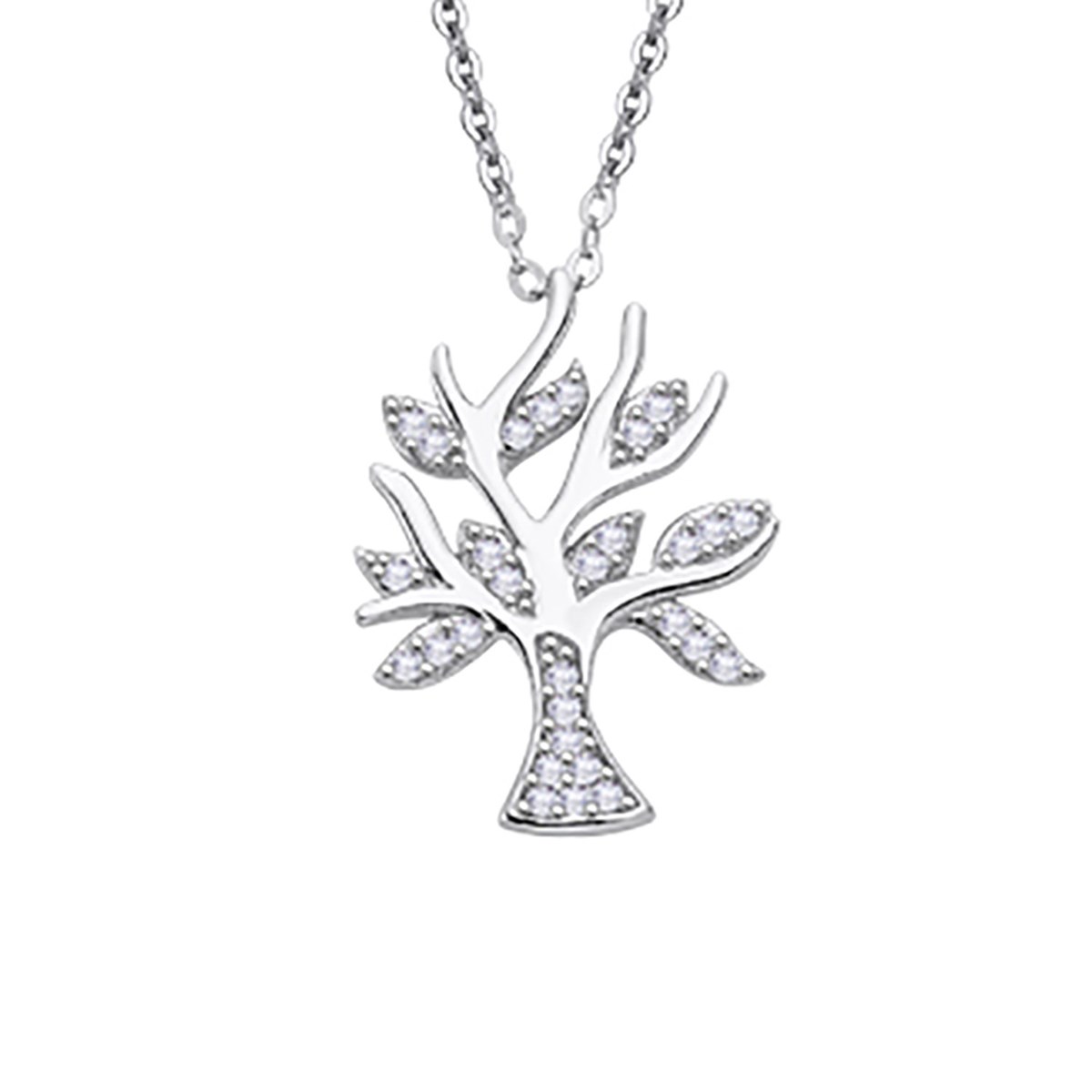 Collier Lotus Silver arbre de vie empierré