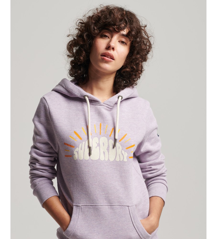 Moletom com capuz Superdry Vintage Logo Nostalgia na cor lilás