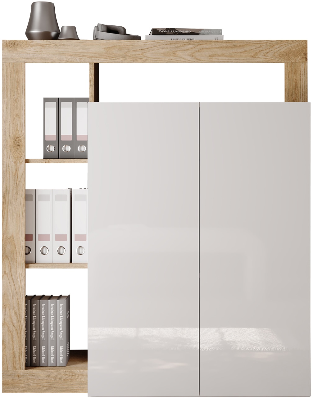 INOSIGN Sekretär »Hamburg Breite 108 cm, Höhe 126 cm, 2 Türen, PC-Schrank, Home-Office,« dekorativer Rahmen, Tastaturauszug, Stauraum, Multifunktional