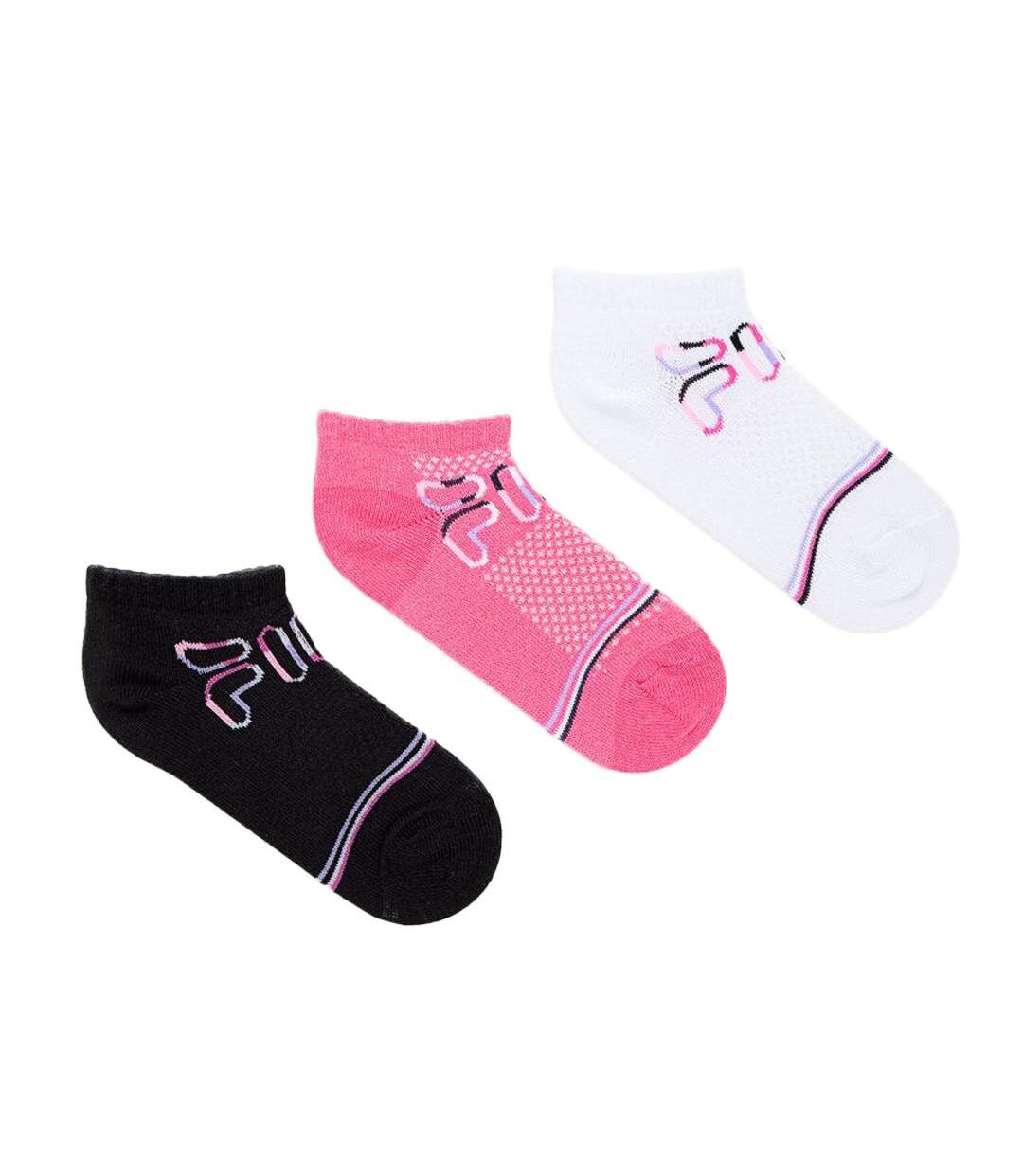 x3 Socquettes Noir/Rose/Blanc Femme Fila Calza Invisible