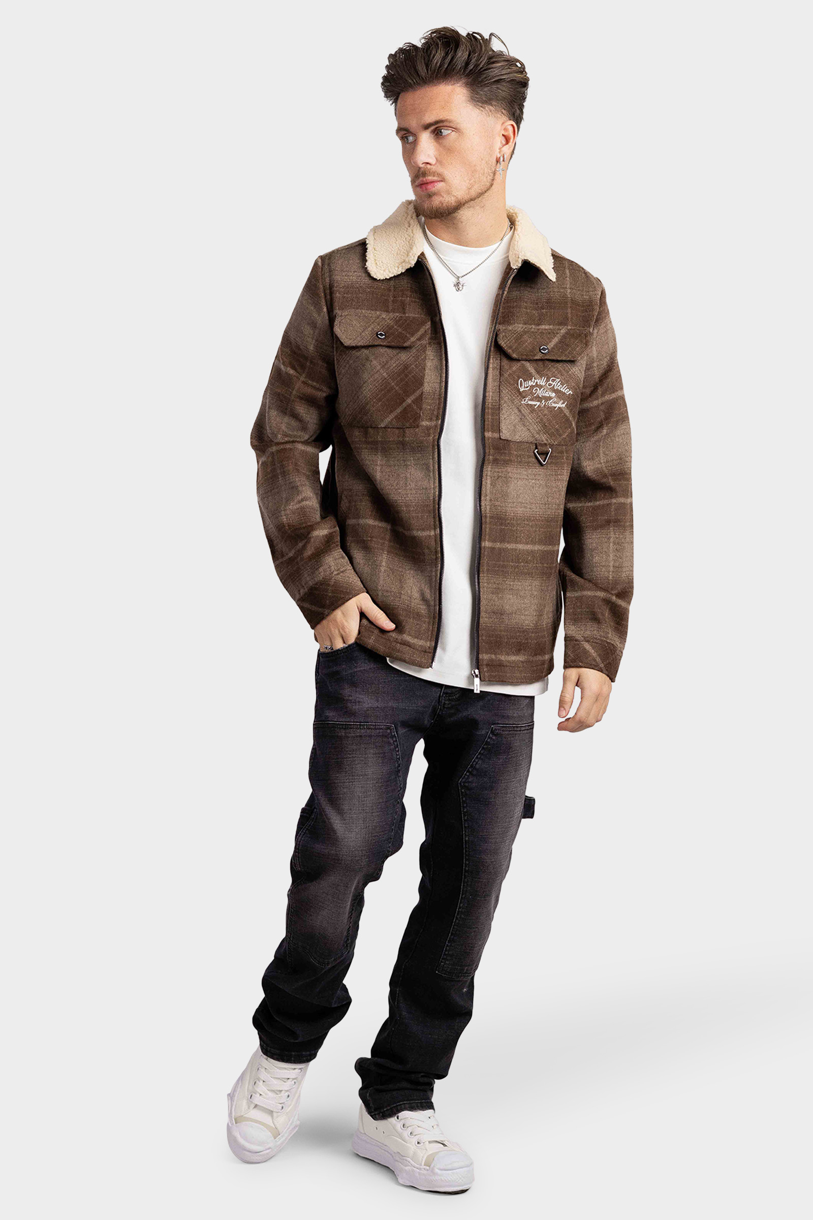 Quotrell Lugano Vest Heren Bruin/Wit