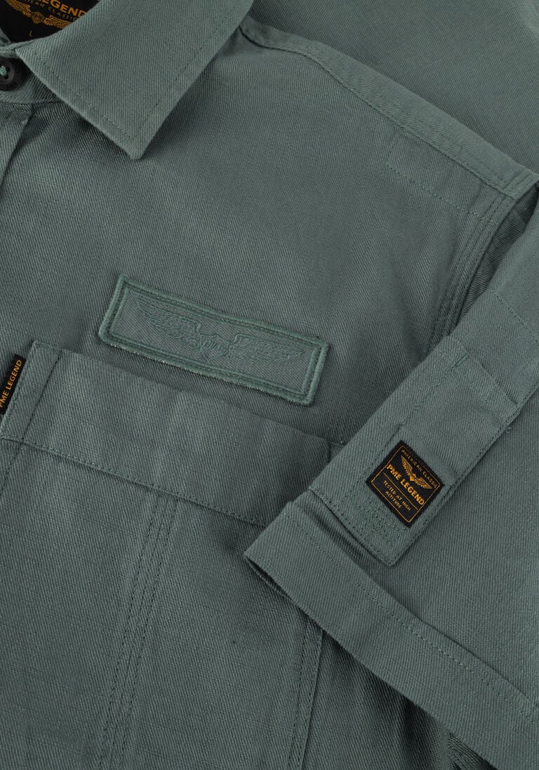 PME LEGEND groene pme legend casual overhemd short sleeve shirt ctn slub