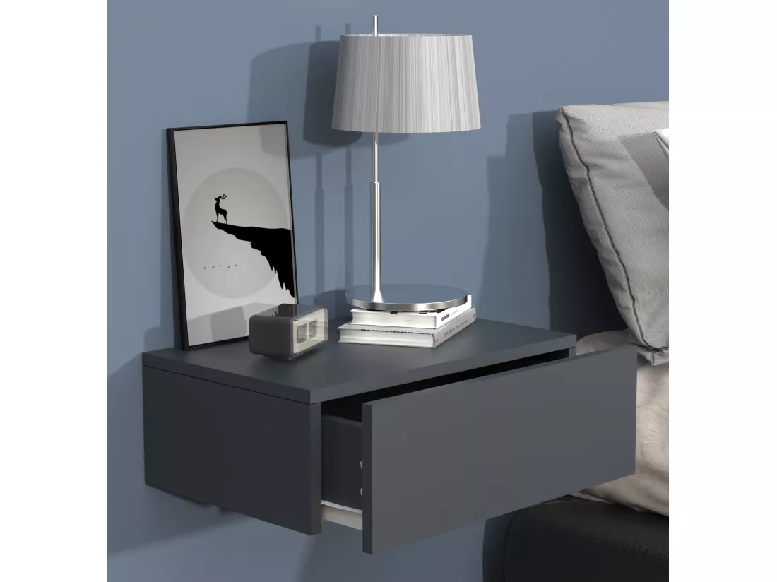 Table de nuit murale suspendue en bois Usal M 45 cm