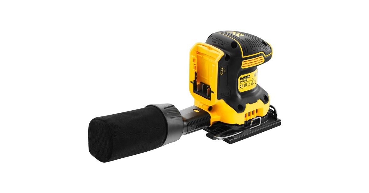 DEWALTAccu Vlakschuurmachine DCW200NT, 18V  (Geel/zwart, T-STAK Box II, Accu en oplader niet inbegrepen)