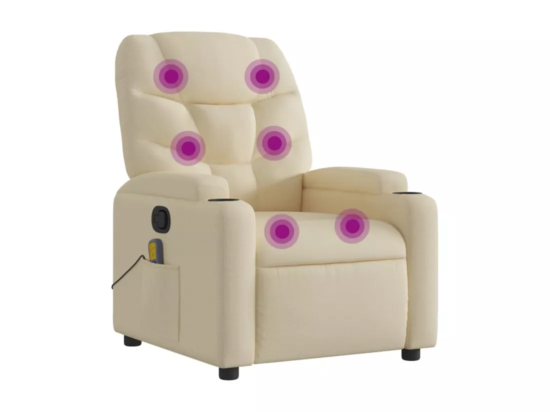 Fauteuil massant inclinable Crème Tissu
