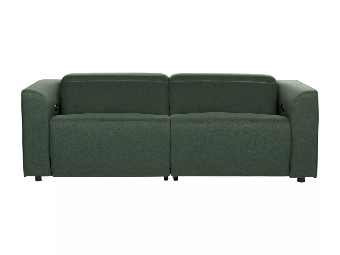 Canapé 2 places inclinable électrique avec port USB en tissu vert ULVEN