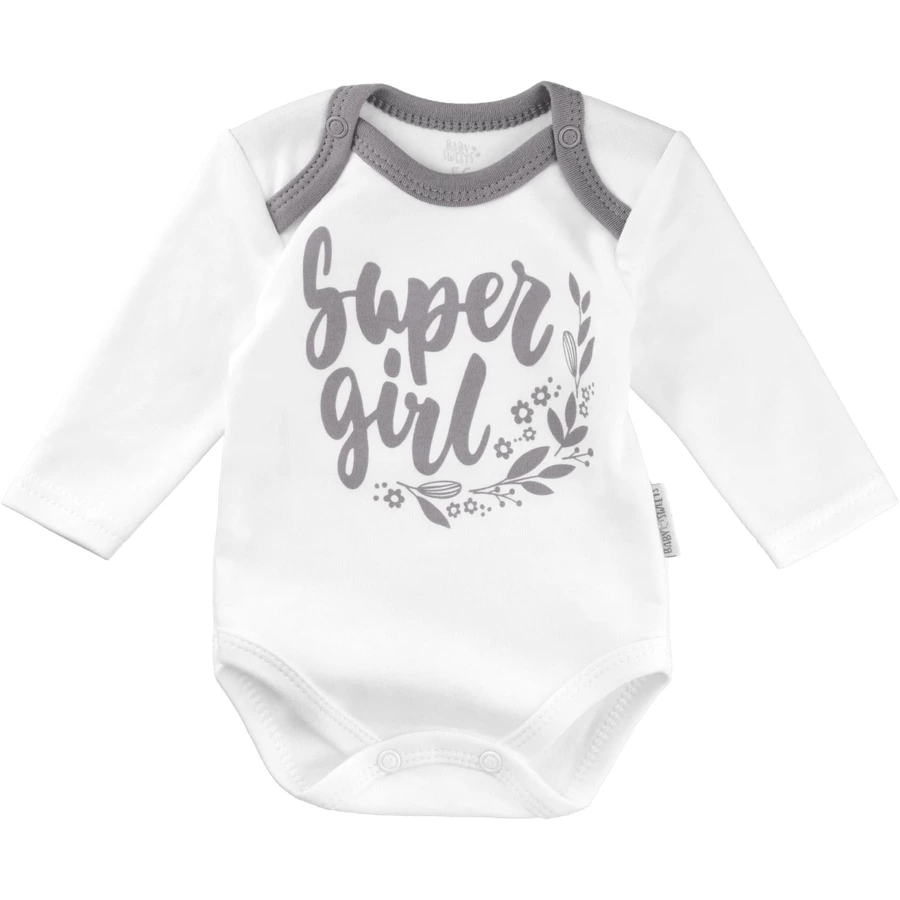 Baby Sweets 3tlg Set Body + Hose + Mütze Lieblingsstücke weiß grau
