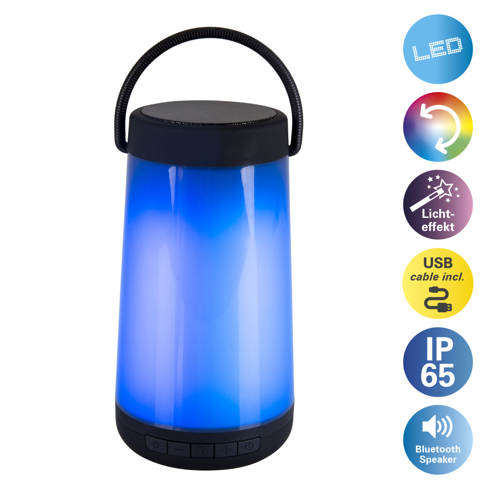 LED-Tischleuchte FESTA - schwarz - mit Bluetooth Speaker