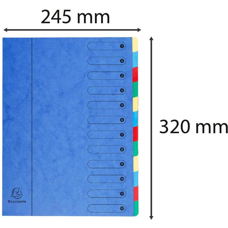 Trieur extensible Harmonika sans élastique fenêtres imprimées 12 compartiments - A4 - Bleu