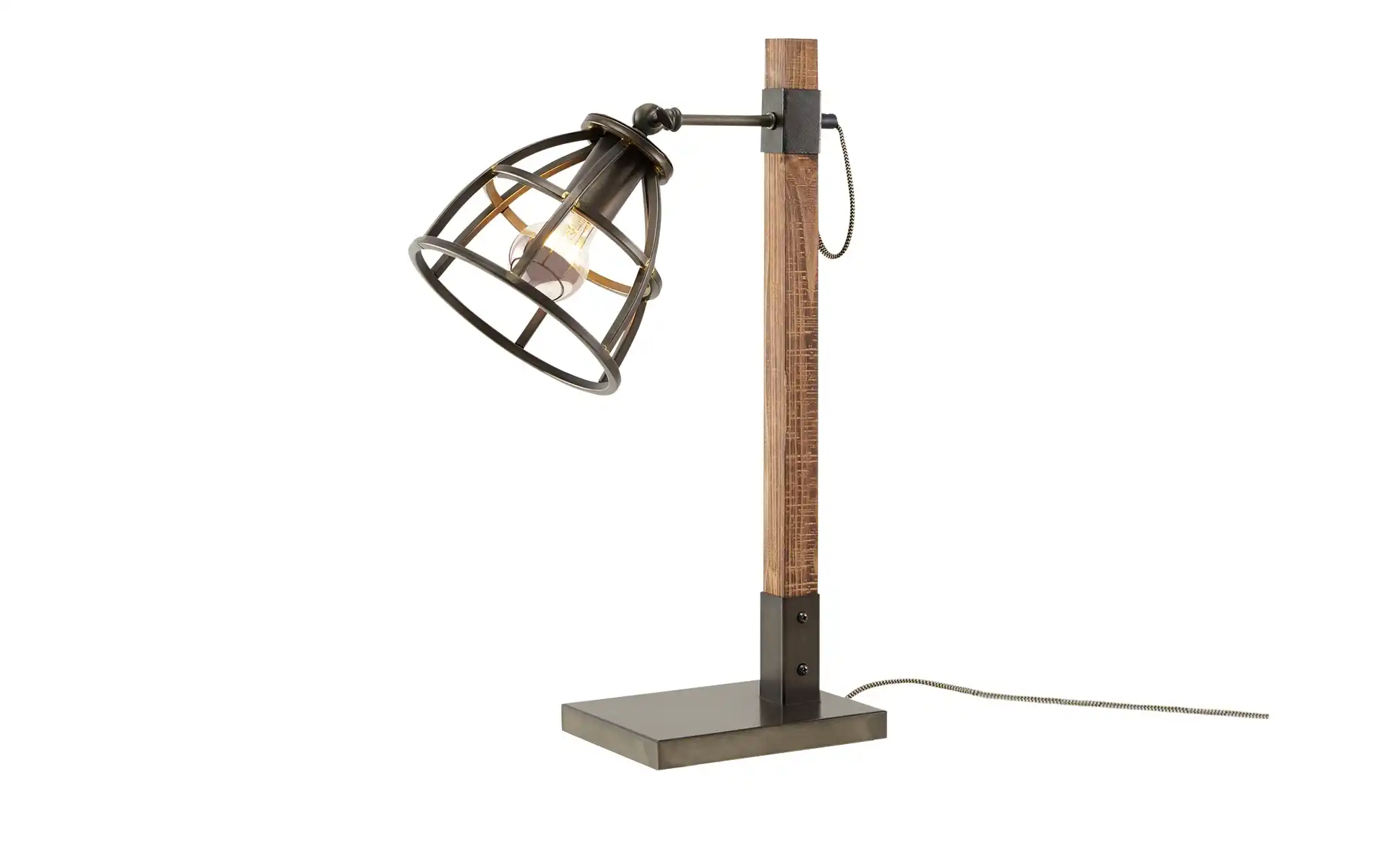 Tischleuchte, 1-flammig, Holz / Metall schwarz