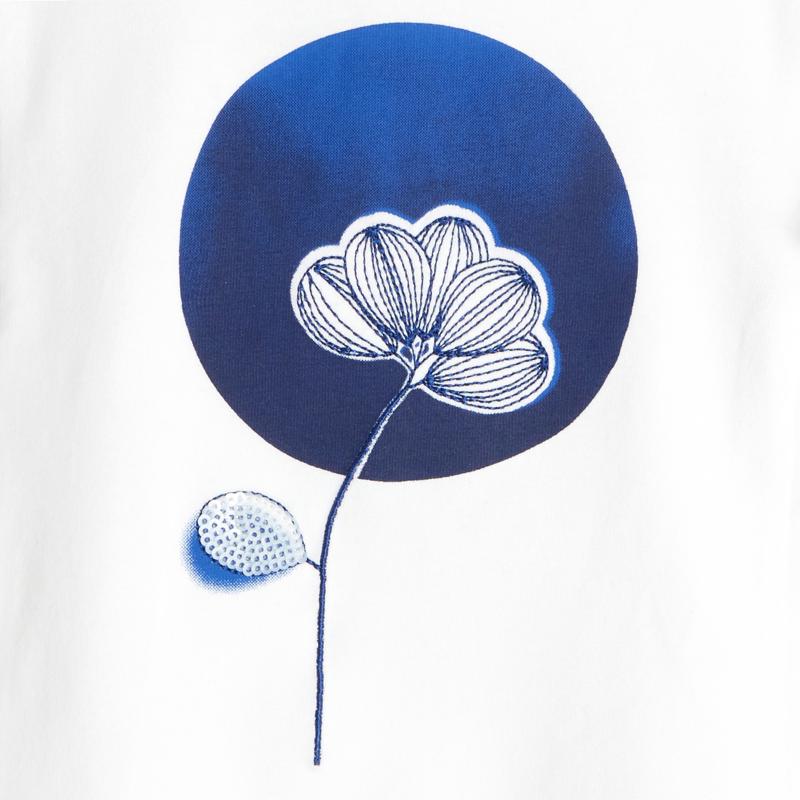 T-shirt à volants motif fleur blanc bébé fille Blanc