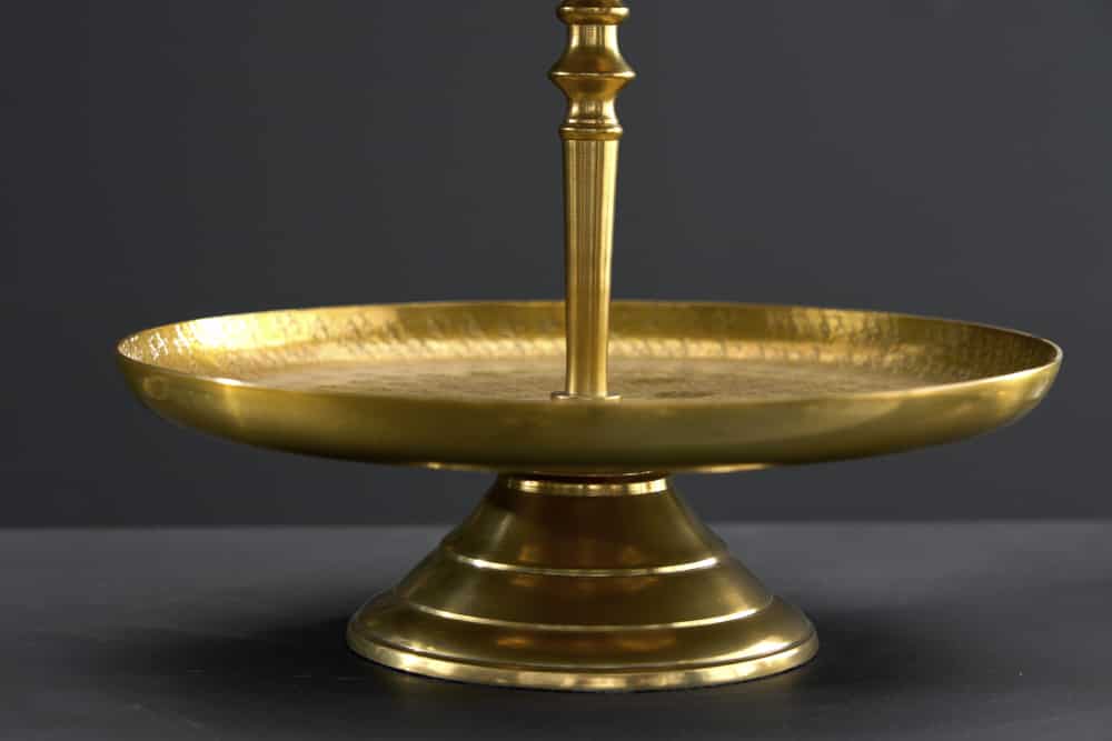 Design Etagere ORIENT 50cm gold im Wild Hammerschlag mit drei Etagen