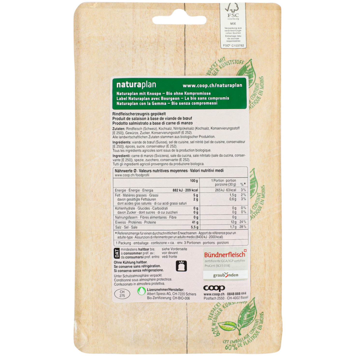 Naturaplan Bio Bündnerfleisch ca. 90g