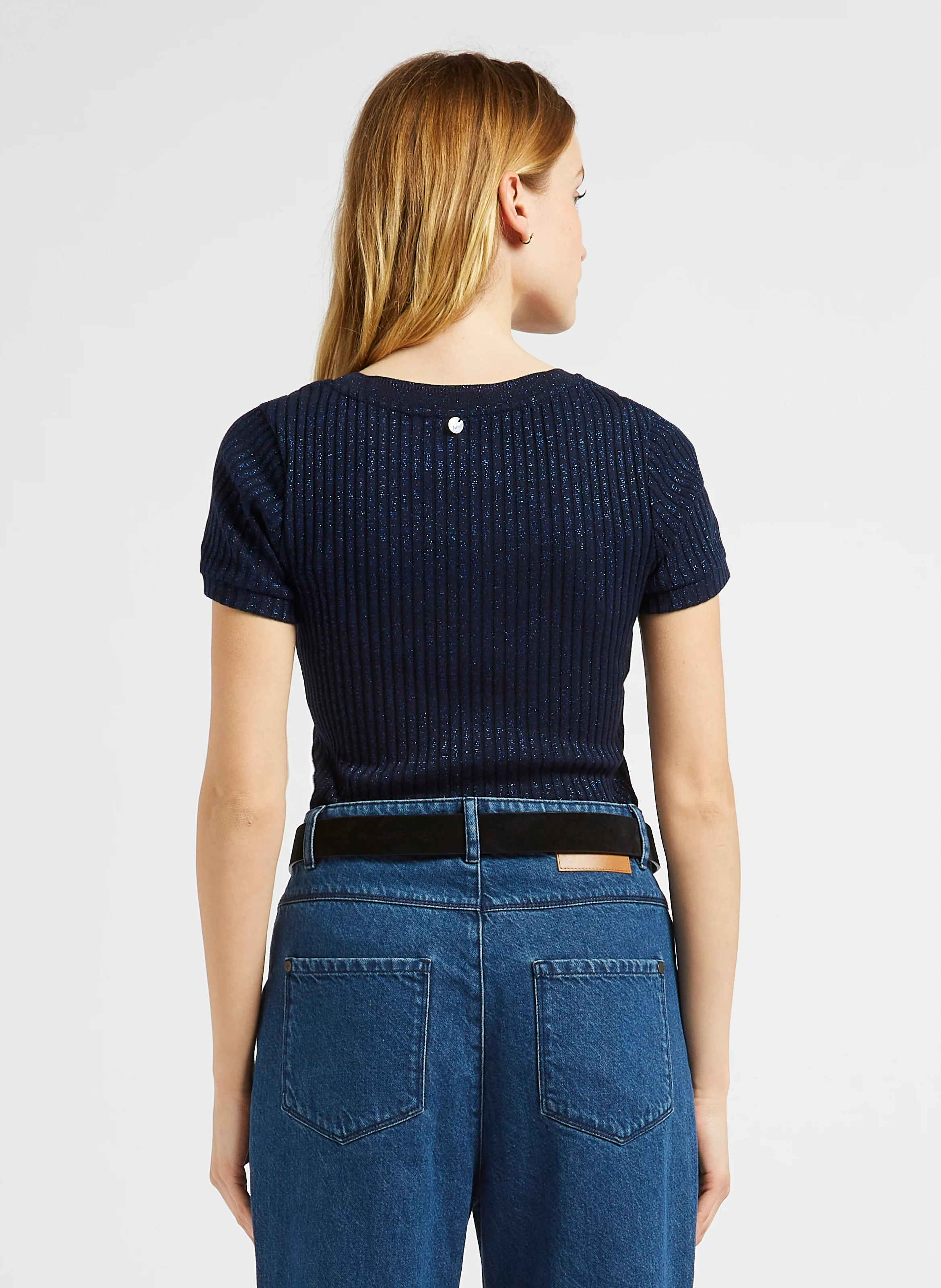 MILESI - Tee-shirt col rond en coton mélangé | Bleu