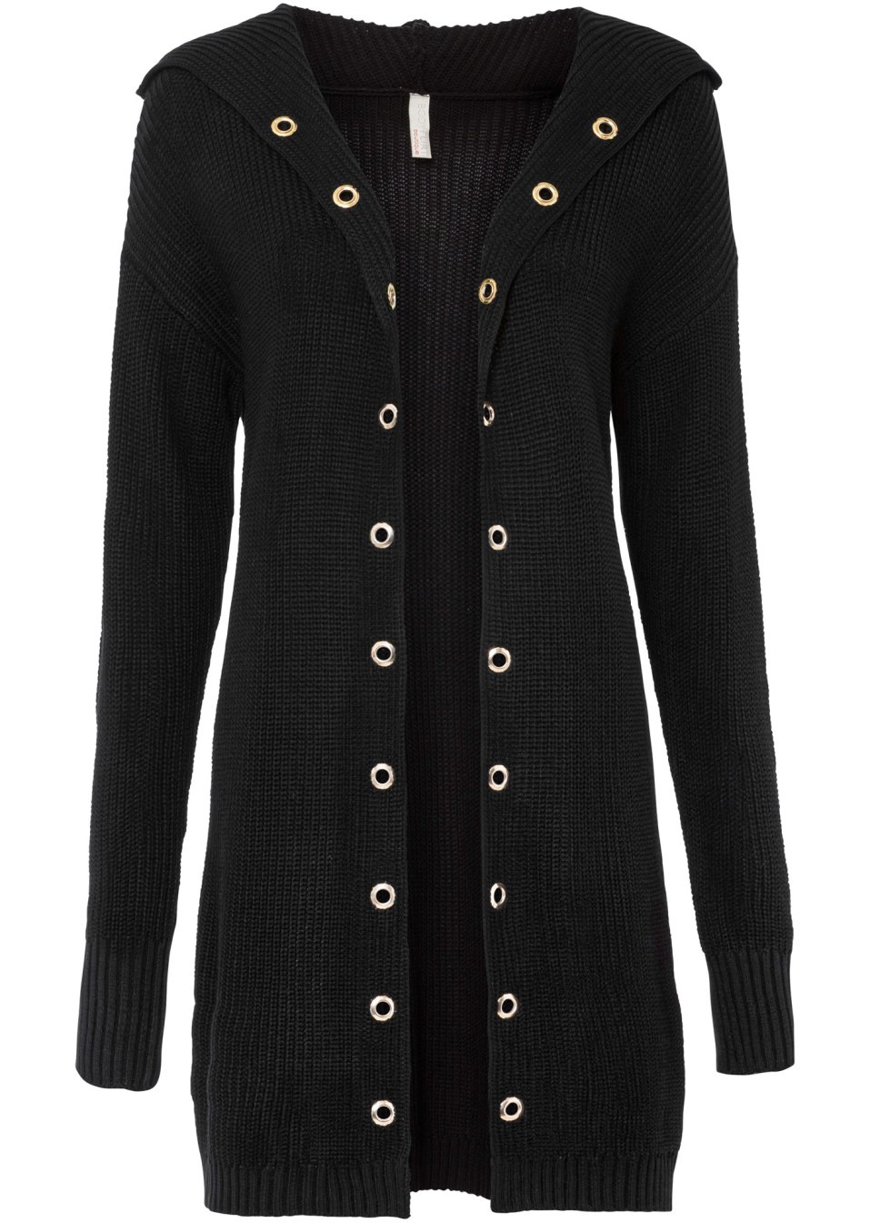 Gilet long en maille à capuche