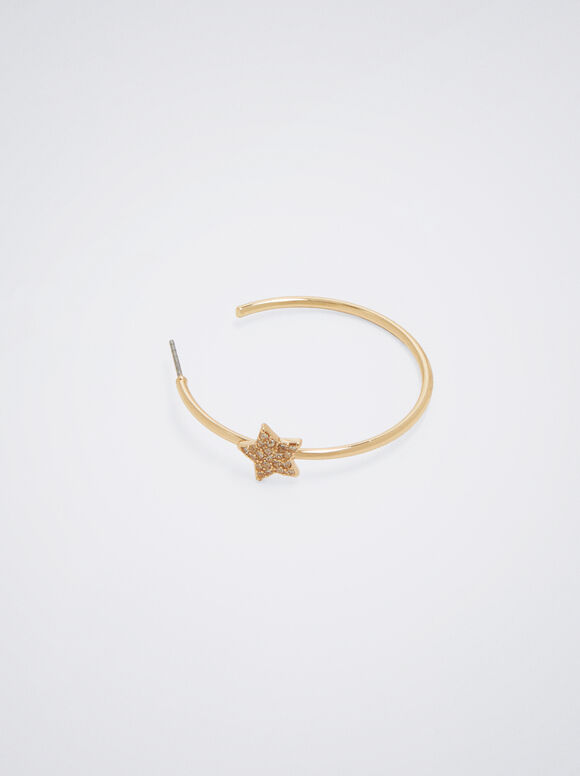 Brincos com estrela e zircônia cúbica - Dourado