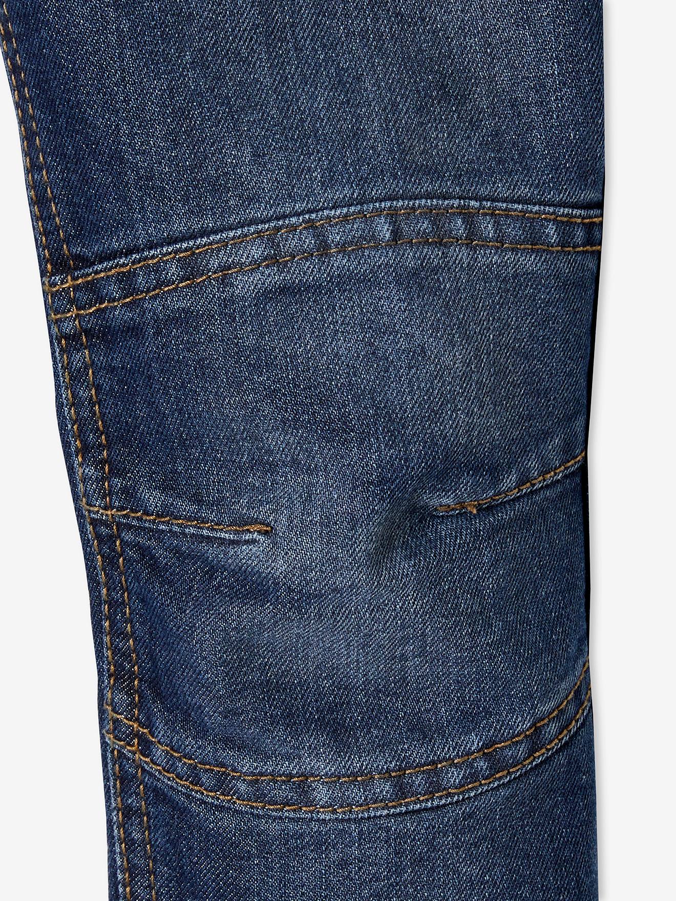 Calça jeans MorphologiK indestrutível de corte reto para meninos, com modelagem ampla no quadril, resistente e lisa na cor azul-escura.