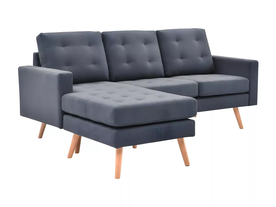 KULMA - Canapé d'Angle Réversible Gris Foncé Capitonné