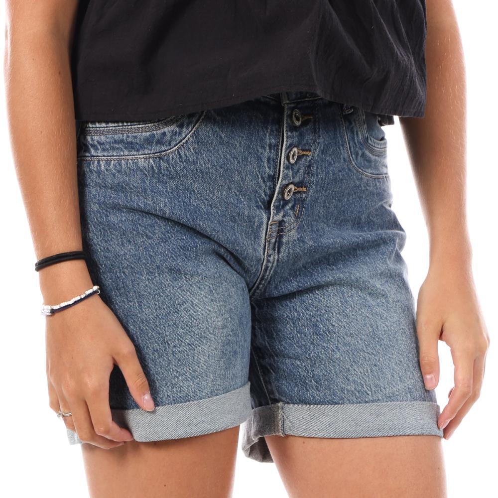 Monday Premium Bermuda en Jean Bleu Femme Monday Premium Bermuda Bouton