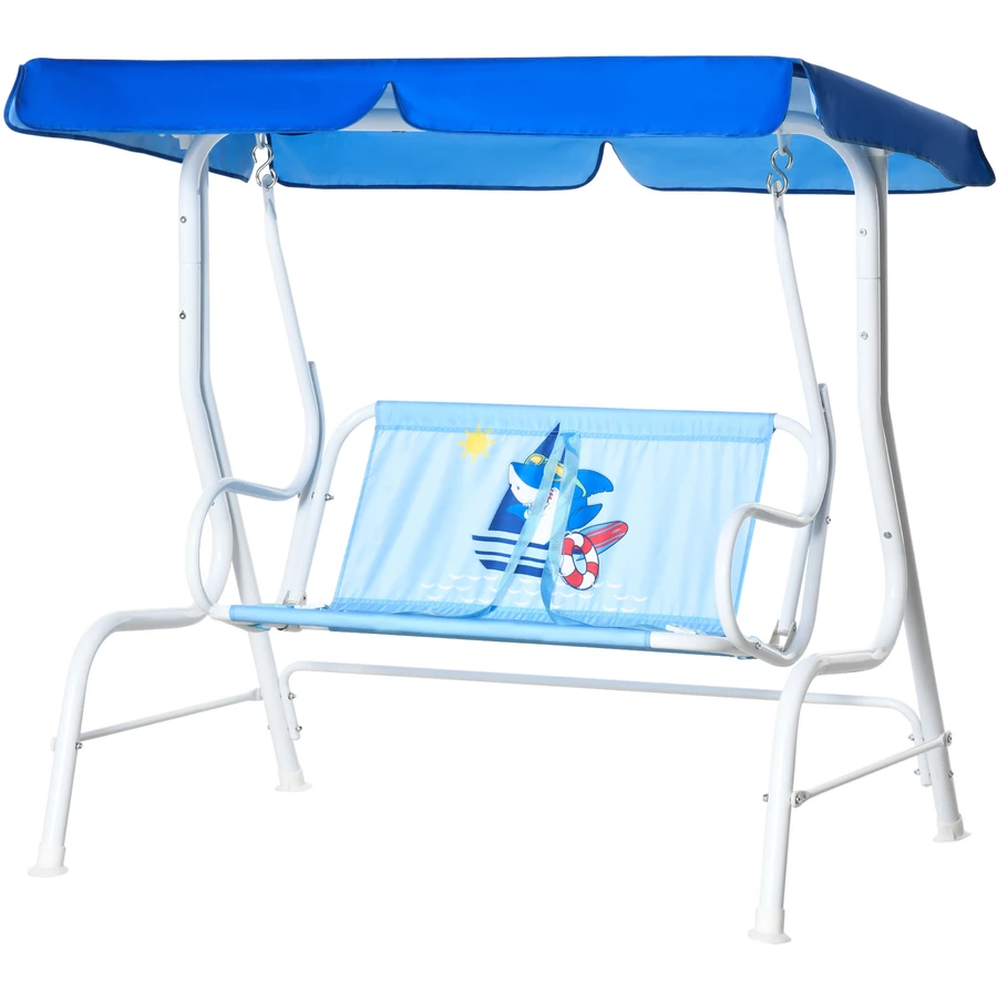Outsunny Kinder Hollywoodschaukel mit dem winkelverstellbaren Verdeck blau