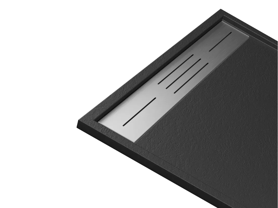 Receveur extra-plat à poser ou à encastrer découpable en résine SMC - Noir - 120 x 90 cm - LYROSA