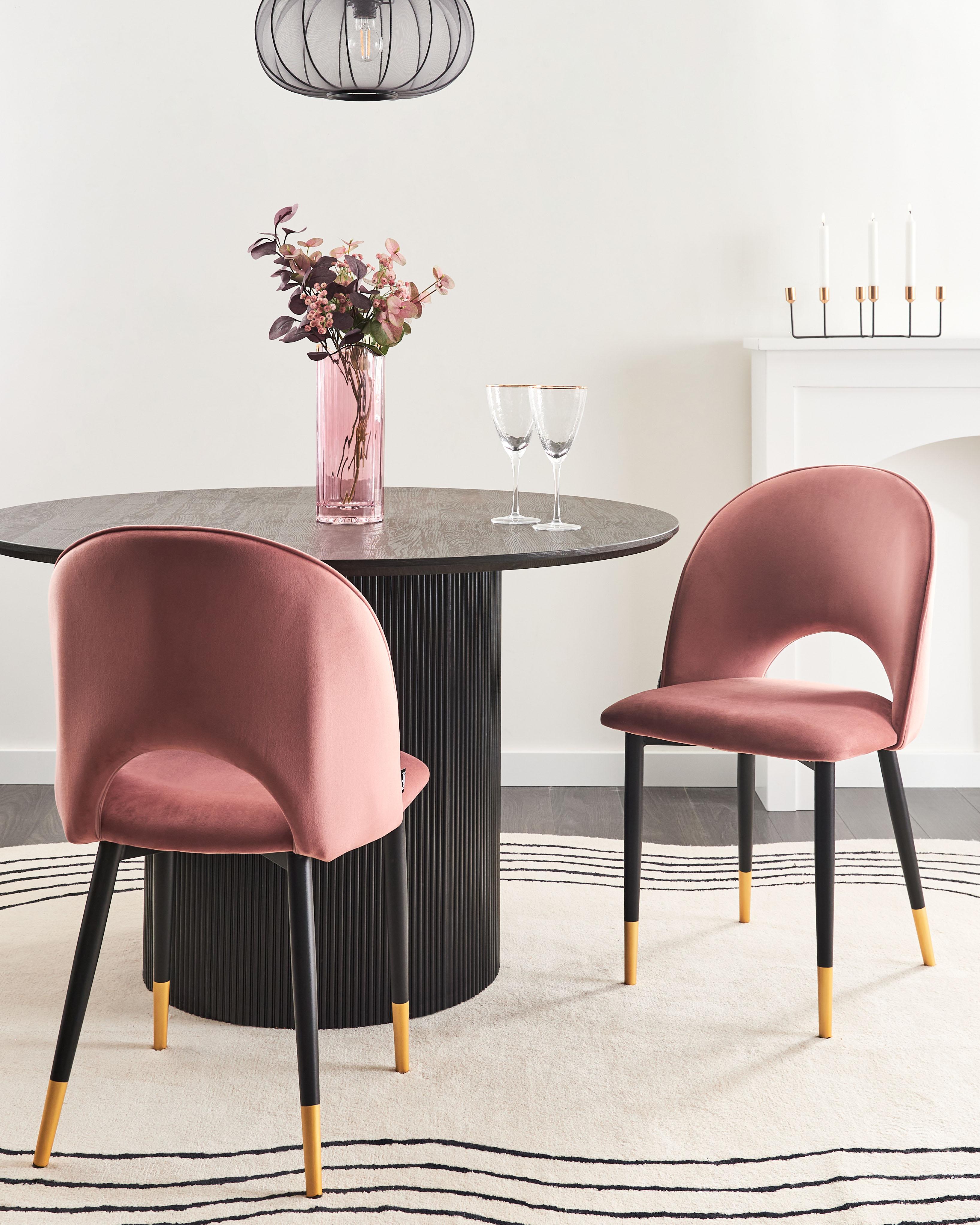 Set van 2 eetkamerstoelen MAGALIA Fluweel Roze