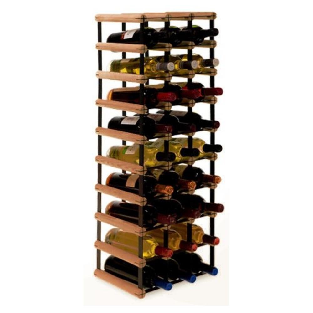 PROREGAL Modulair Wijnrek Vinotega Mod Metaal HxBxD 92,5 x 32,5 x 24,5 cm 3 x 9 Flessen Massief grenenhout Bruin Geolied