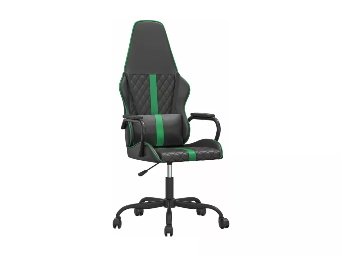 Chaise de jeu de massage vert et noir similicuir