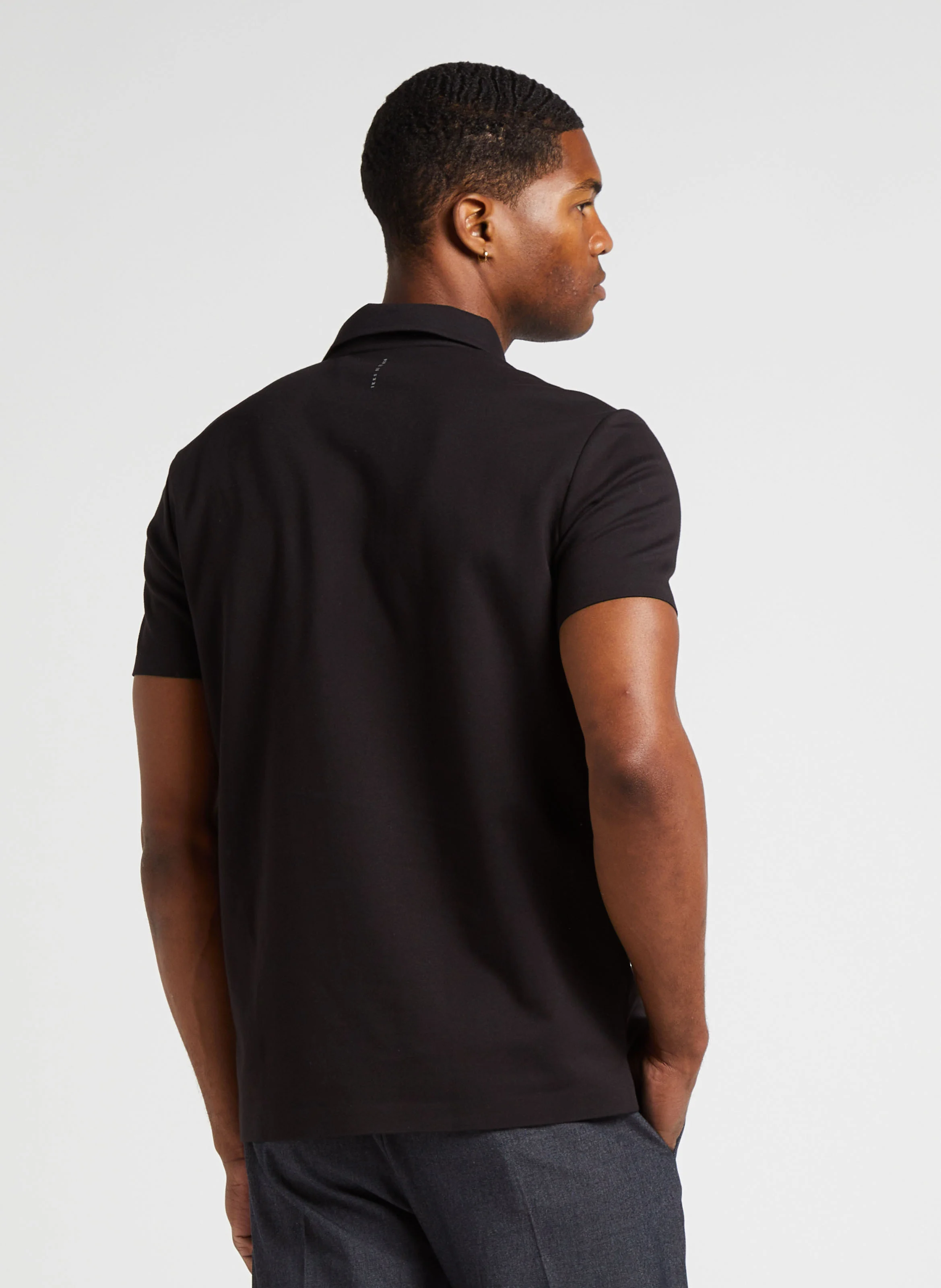 Polo regular-fit en coton mélangé | Noir